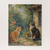 Puzzle Charming Cat Garden Scene (Vertical)