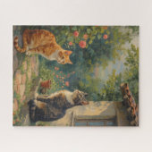 Puzzle Charming Cat Garden Scene (Horizontal)