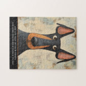 Puzzle Charming Doberman Dog Illustrated Brown Black Art  (Horizontal)