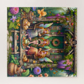 Puzzle Charming Fairy Cottage Whimsical Garden Tea Party (Horizontal)
