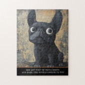Puzzle Charming rustic frenchie Dog Illustrated art (Vertical)