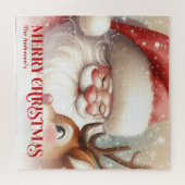 Puzzle Charming Santa Claus Rudolph Personalized Kids  (Horizontal)