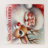 Puzzle Charming Santa Claus Rudolph Personalized Kids Gif (Horizontal)