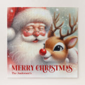 Puzzle Charming Santa Claus Rudolph Personalized Kids Gif (Vertical)