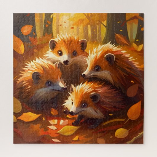 Puzzle Charpente de automne rustique Woodland Hedgehog Ha (Vertical)