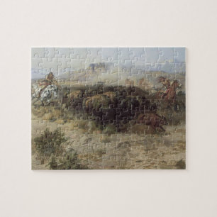 Puzzle Chasse au bison no 26 par CM Russell, Indiens Vint