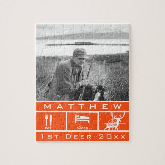 Puzzle Chasse au sommeil à manger personnalisée 1er Deer (Vertical)
