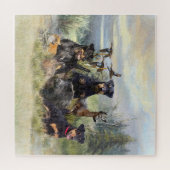 Puzzle Chasse avec Jagdterriers, Art (Horizontal)