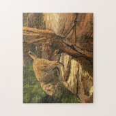 Puzzle Chasse Bobcat Parmi Les Rochers, Peinture Acryliqu (Vertical)