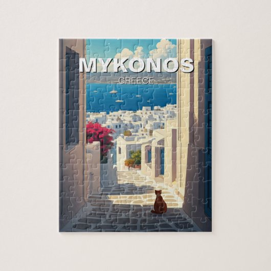 Puzzle Chat à Mykonos Grèce Cyclades Voyage (Vertical)