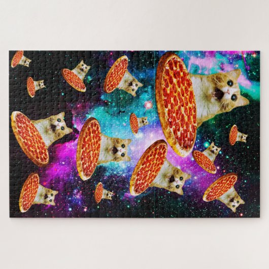 Puzzle Chat à pizza de l'espace amusant (Horizontal)