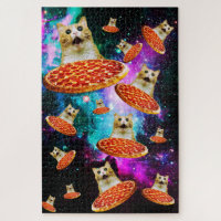 Chat à pizza de l'espace amusant