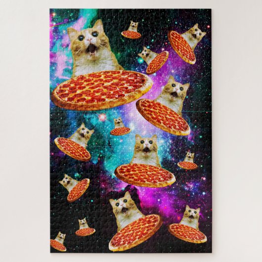 Puzzle Chat à pizza de l'espace amusant (Vertical)