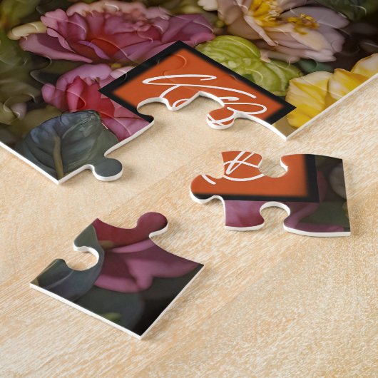 Puzzle Chat à poil long gris en fleurs (Côté)