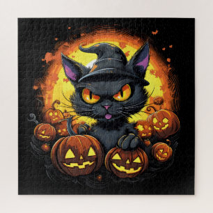 Puzzle Chat à sorcière Éffrayant Halloween
