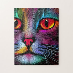 Puzzle Chat Abstrait Peinture Colorée