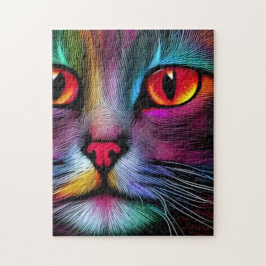 Puzzle Chat Abstrait Peinture Colorée (Vertical)