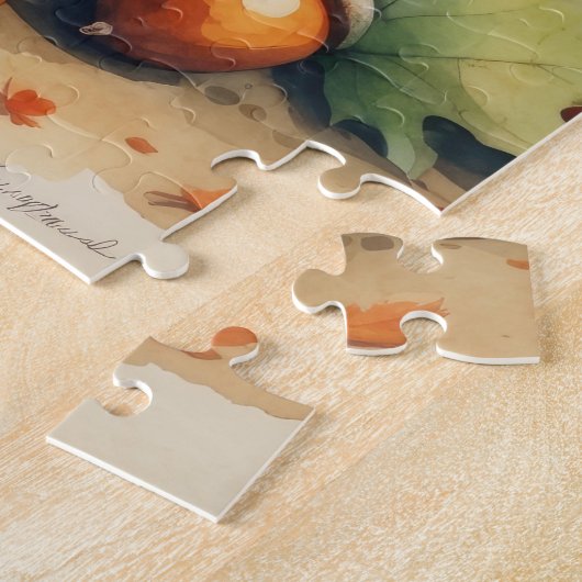Puzzle Chat abyssin à l'automne quitte Thanksgiving Art (Côté)