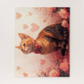 Puzzle Chat Abyssin avec des Roses - Saint-Valentin (Vertical)
