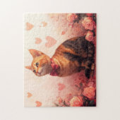 Puzzle Chat abyssinien avec Rose - Saint Valentin (Vertical)