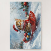 Puzzle Chat abyssinien en sledge laissez-le neiger Noël (Vertical)