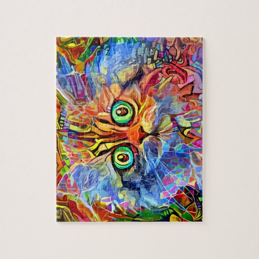 Puzzle Chat arc-en-ciel aux yeux de bogue (Vertical)