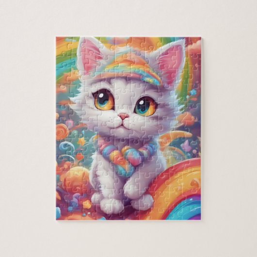 Puzzle Chat arc-en-ciel mignon (Vertical)