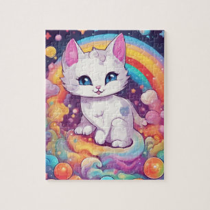 Puzzle Chat arc-en-ciel mignon