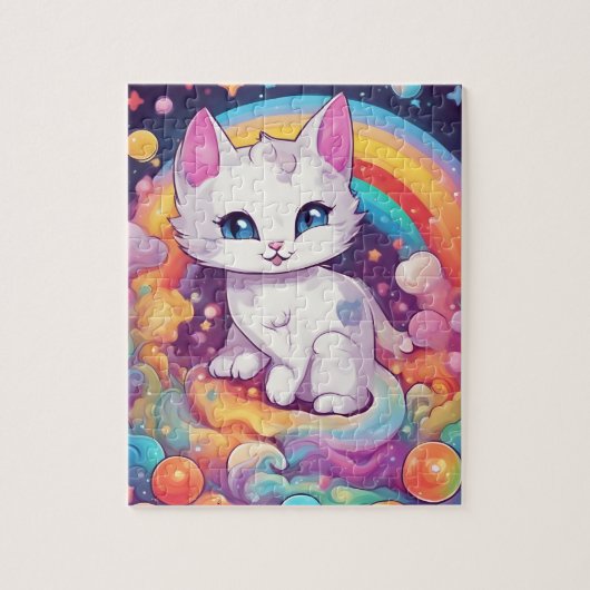 Puzzle Chat arc-en-ciel mignon (Vertical)