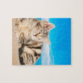 Puzzle Chat assis sur la plage de Tropical Island (Horizontal)