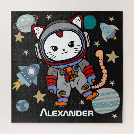 Puzzle Chat astronaute mignon dans l'espace (Vertical)
