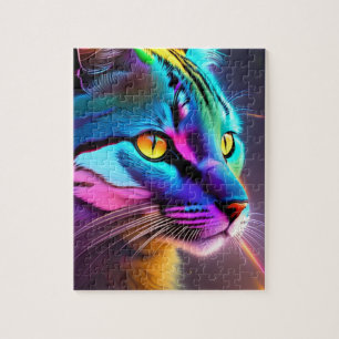 Puzzle Chat aux couleurs de l'arc-en-ciel avec lumières n