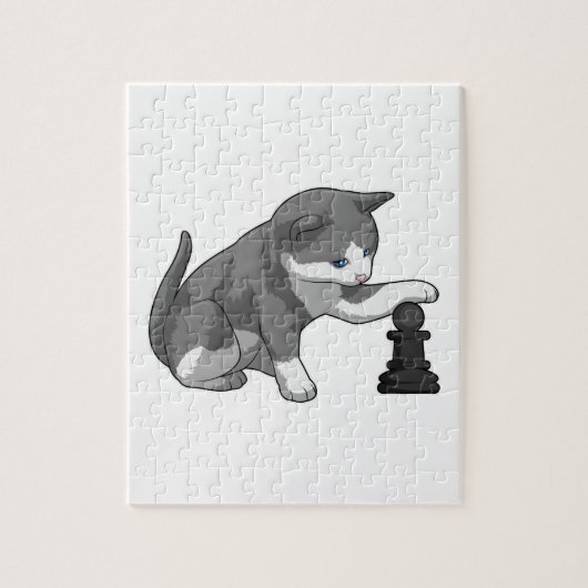Puzzle Chat aux échecs avec pièce d'échecs Évêque (Vertical)