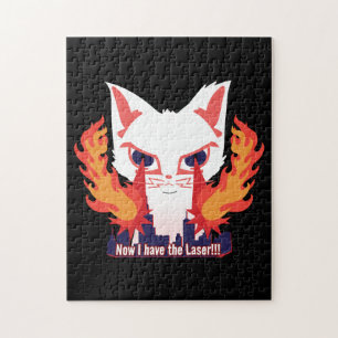 Puzzle Chat aux yeux de laser incendiant la ville