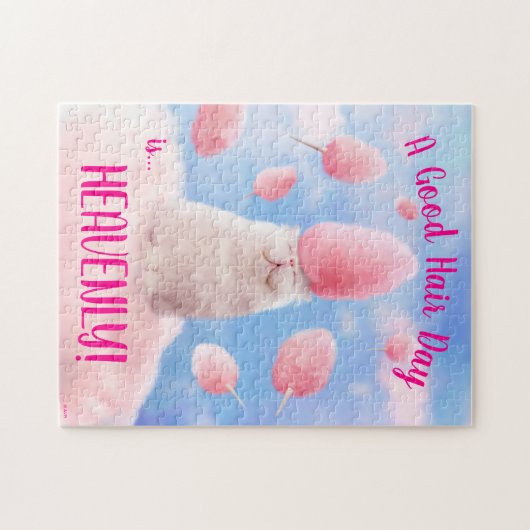 Puzzle Chat Avec Coton Candy Cheveux (Horizontal)