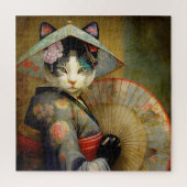 Puzzle Chat avec parapluie. (Vertical)