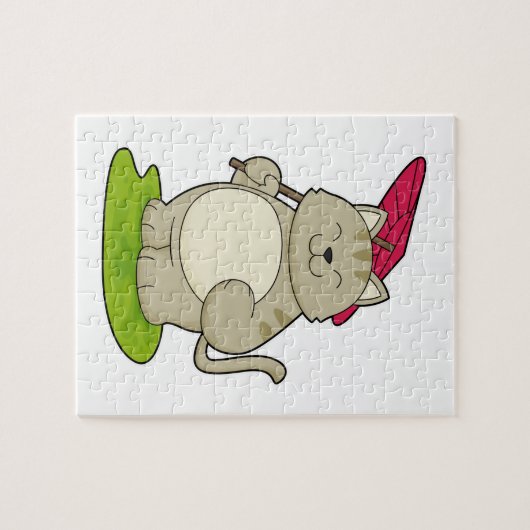 Puzzle Chat avec parapluie (Horizontal)