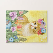 Puzzle Chat avec ressort de fleurs (Horizontal)