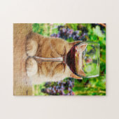 Puzzle Chat avec verre de vin (Horizontal)
