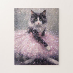Puzzle Chat Ballerine Étincelant en Tutu Rose