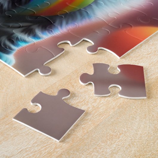 Puzzle Chat Bébé Cute Avec Chat Arc-En-Ciel (Côté)