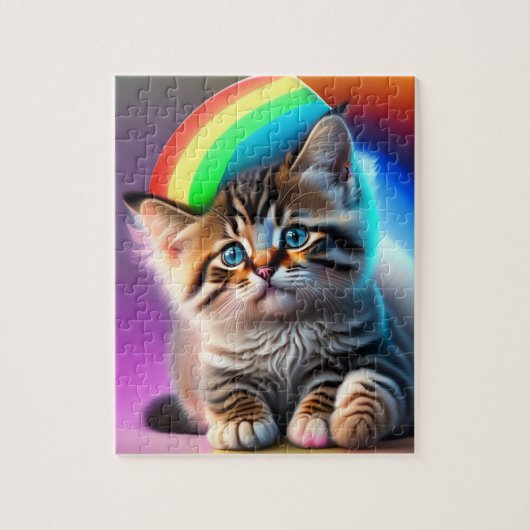 Puzzle Chat Bébé mignonne avec lumière arc-en-ciel et néo (Vertical)