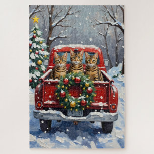 Puzzle Chat Bengal Noël Camion Rouge Fêtes