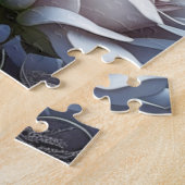 Puzzle Chat blanc aux yeux bleu clair Floral (Côté)