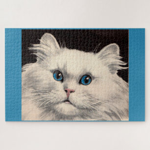 Puzzle chat blanc aux yeux bleus