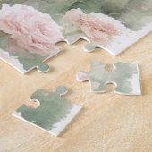 Puzzle Chat blanc et fleurs roses (Côté)