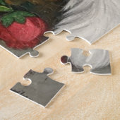 Puzzle Chat Blanc Fluffy et Fleurs d'Art Populaire (Côté)