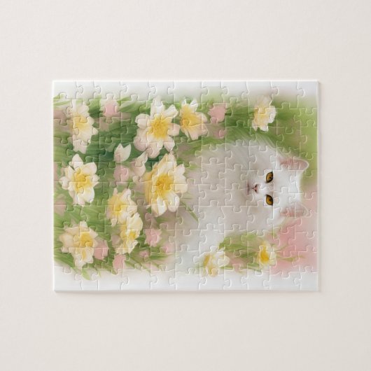 Puzzle Chat blanc long (Horizontal)