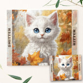 Puzzle Chat blanc mignon Kitten Automne Automne Nom perso