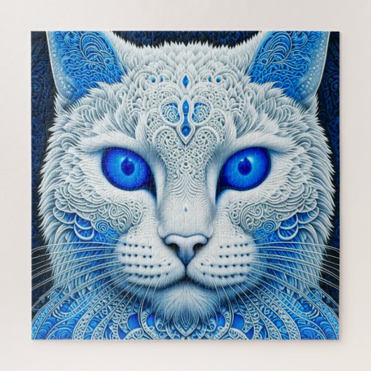 Puzzle Chat blanc mystique Art IA éthéré (Vertical)